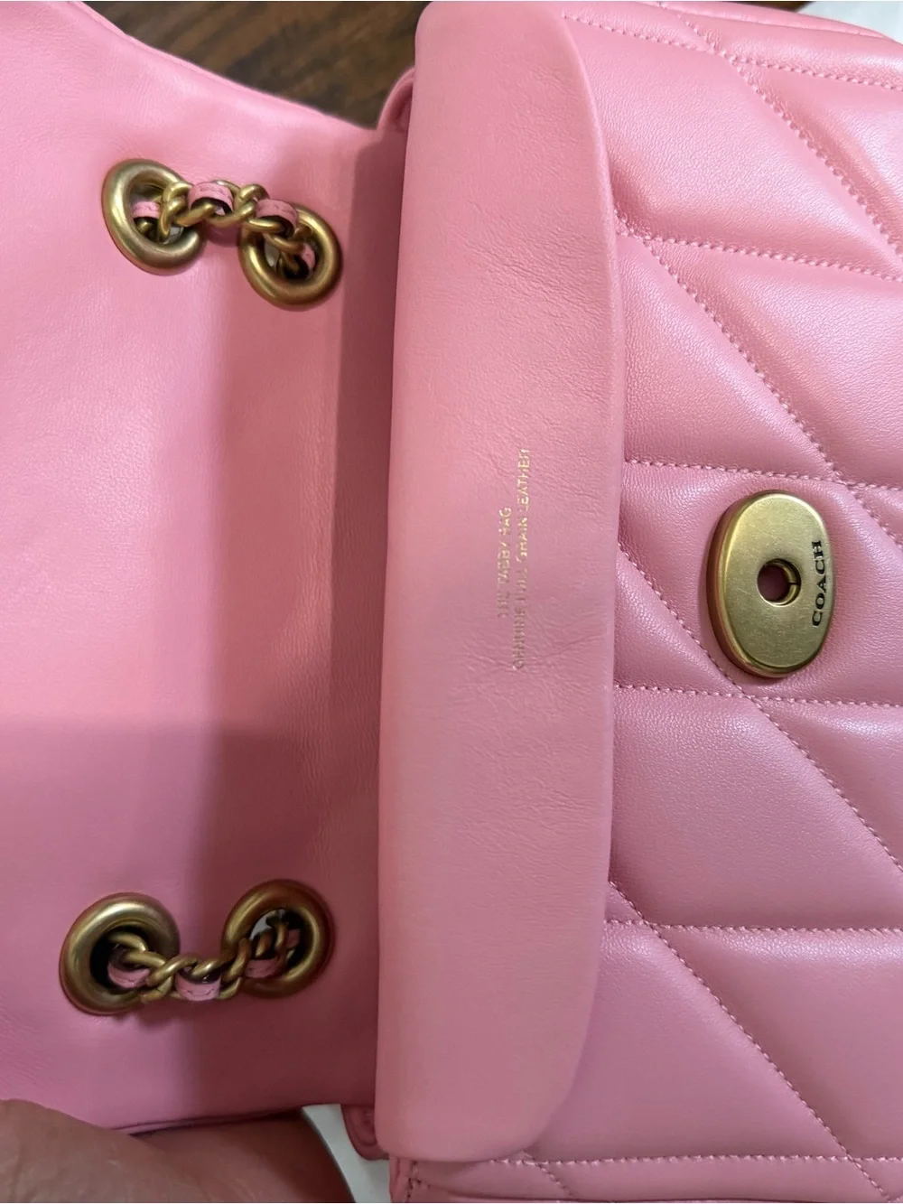 Coach Quilted tabby 20 in flower Pink Crossbody with Gold Chain